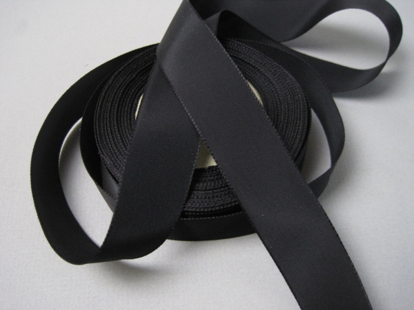 Vintage 30s Wide black satin ribbon Rayon ribbon Double sided satin