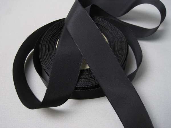 Black rayon faille dressmaker ribbon