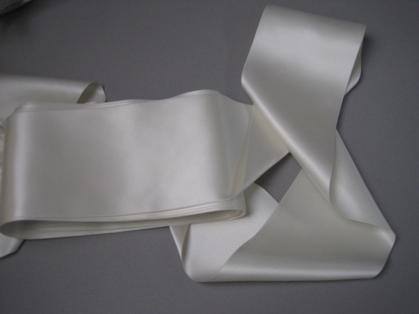 Wide white ribbon four inches