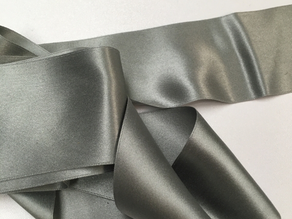 Antique Victorian ribbon gray silk