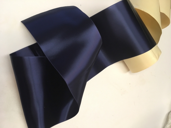 Wide navy blue satin ribbon