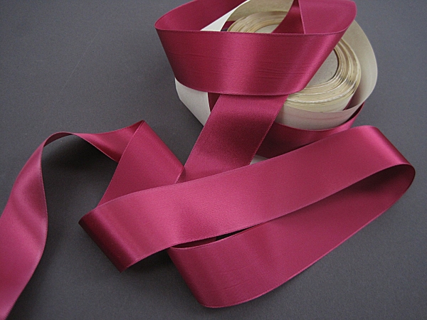 Vintage ribbon 1930s Rose pink Rayon satin 1-1/4 inch wide