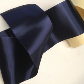 Vintage blue satin ribbon Wide navy blue satin ribbon