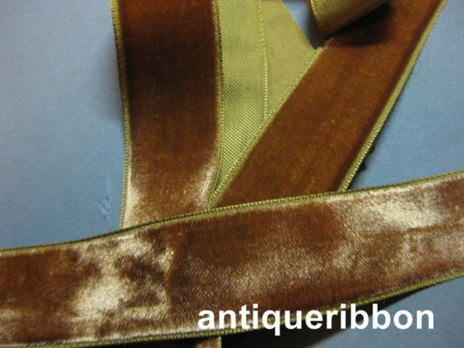 Vintage ribbon 1940s rayon velvet 1 in Sienna brown Y809