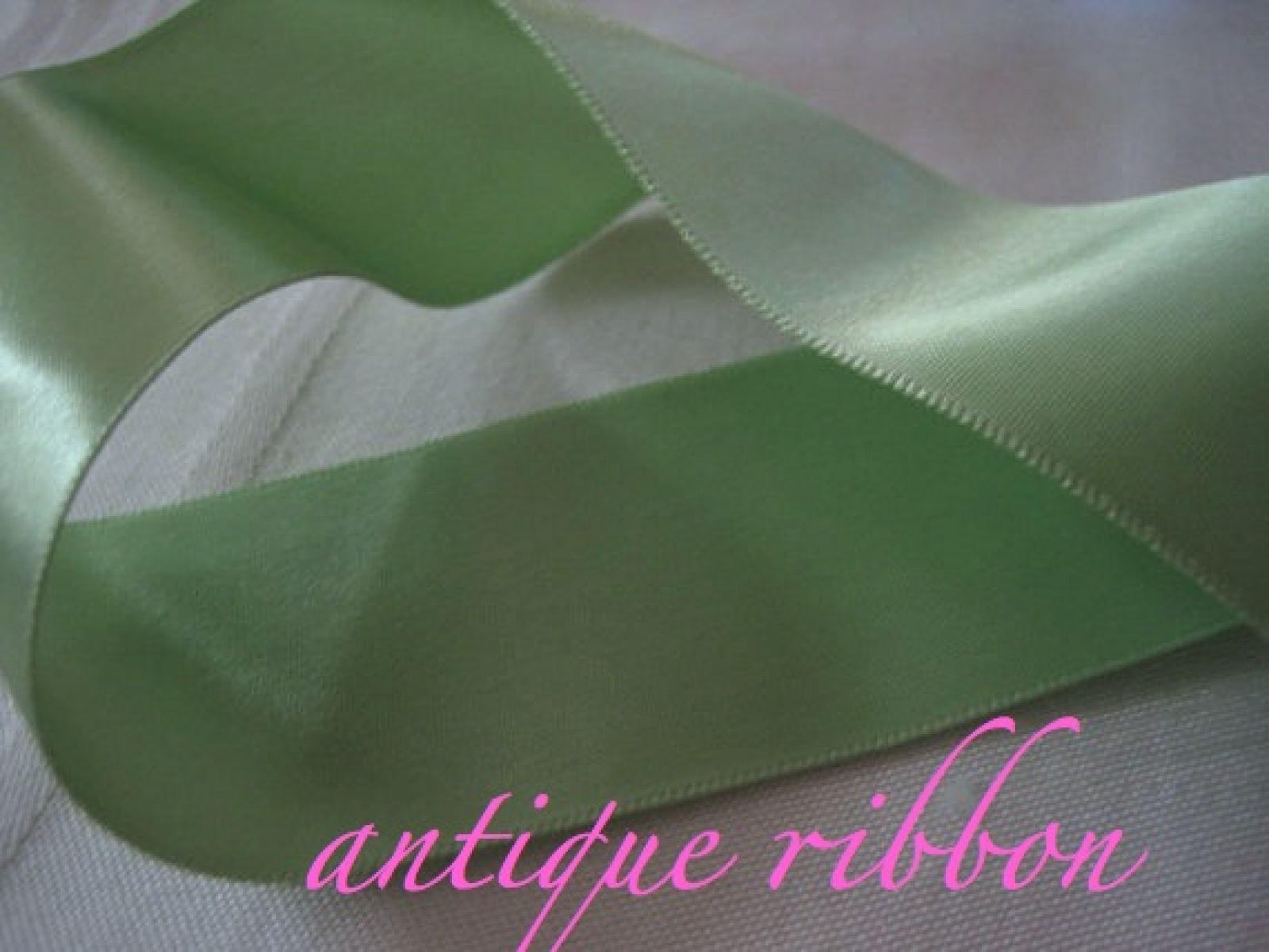 Vintage green Ribbon double sided satin pale lime green