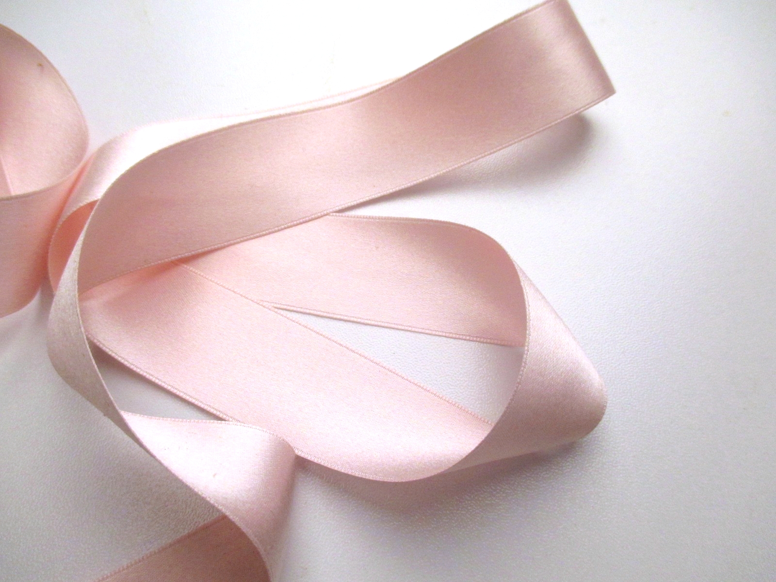 Antique 1900s Victorian silk ribbon pastel pink 1 inch W
