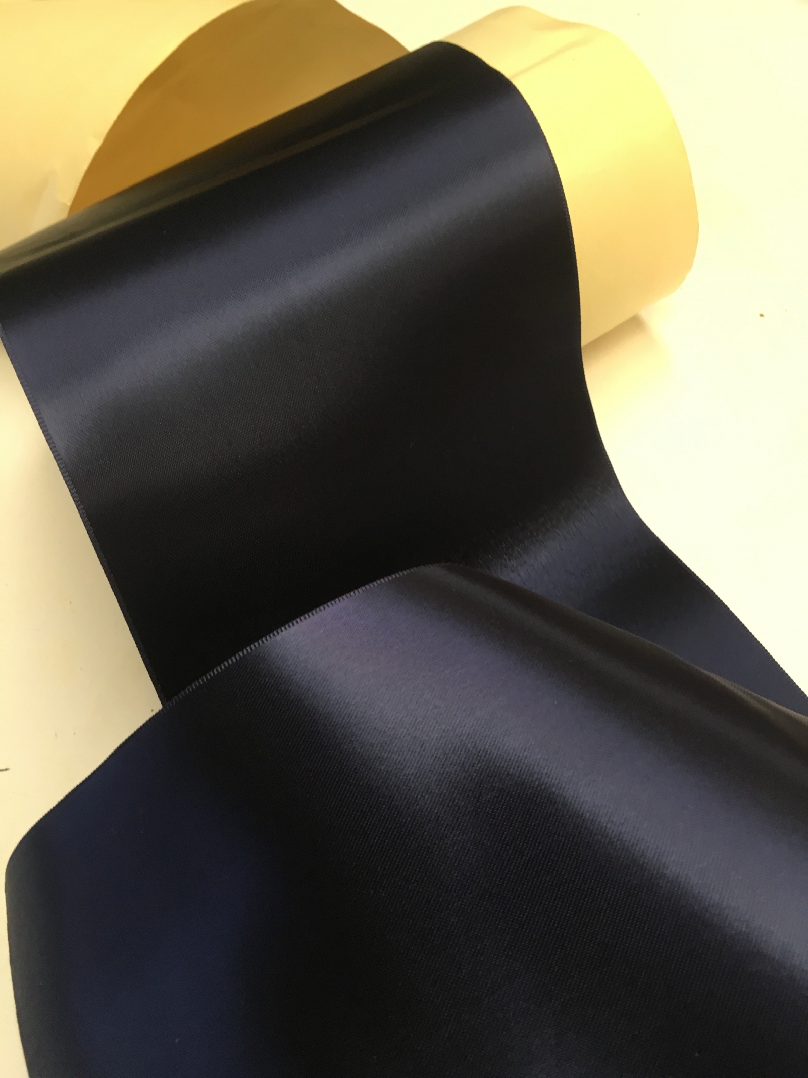 Vintage 30s Wide black satin ribbon Rayon ribbon Double sided satin