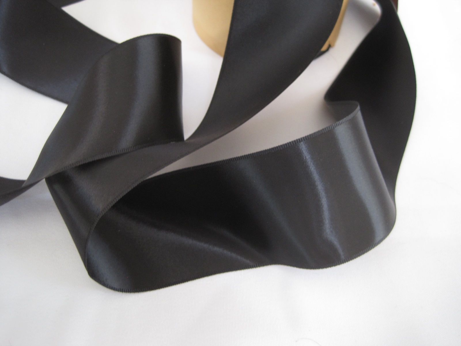 Vintage 30s Wide black satin ribbon double side satin 4-1/4 inch