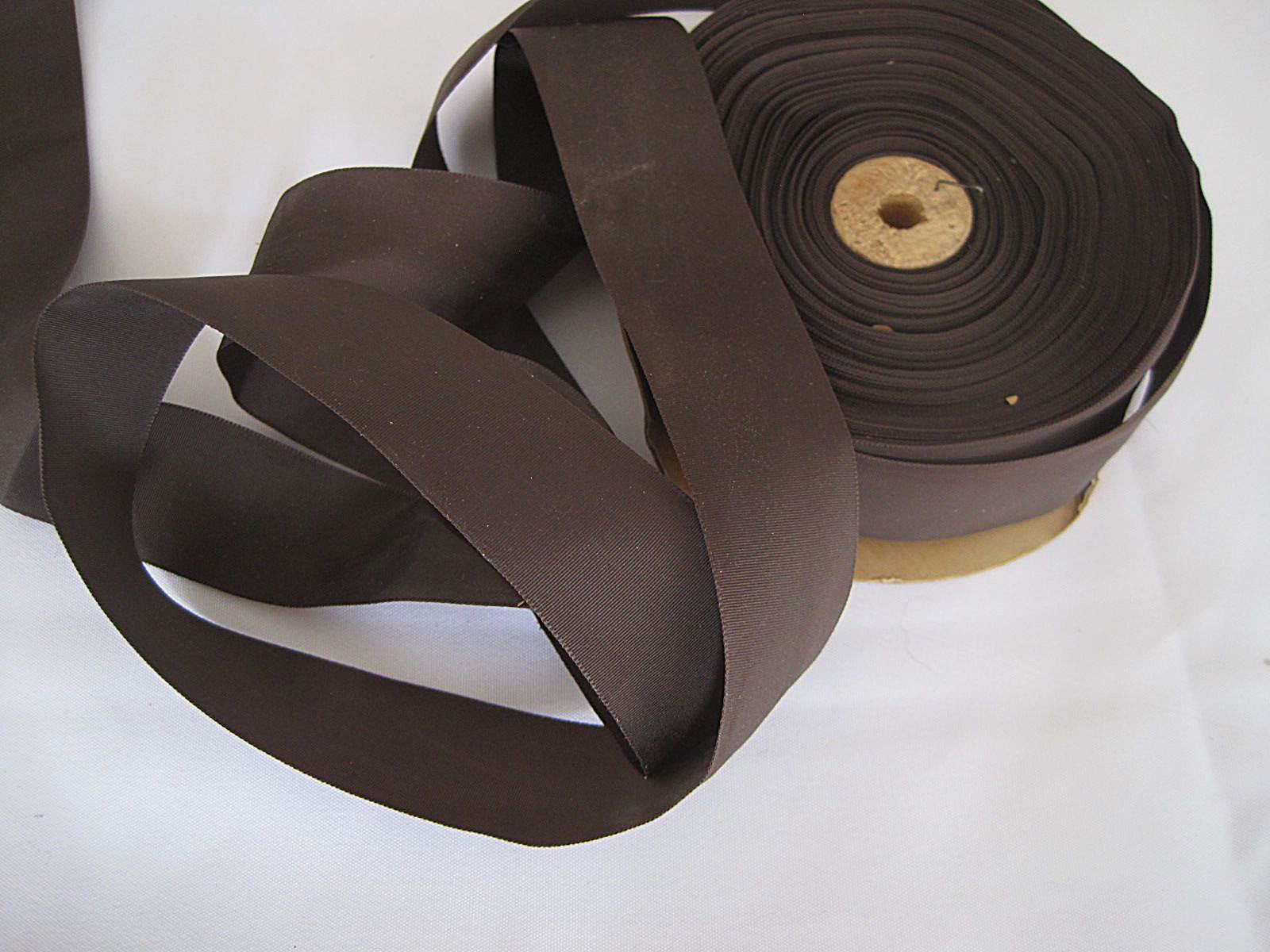 Vintage 50s Brown ribbon trim faille rayon blend 1=1/2 inch wide