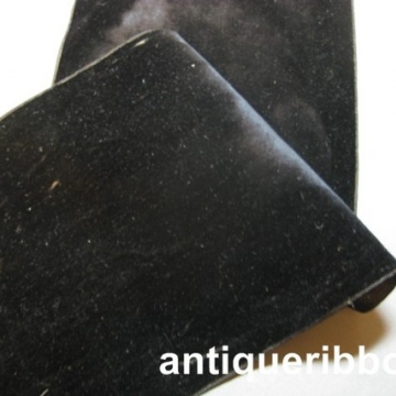 Vintage ribbon Victorian velvet silk  6 1/2 in Black Y805