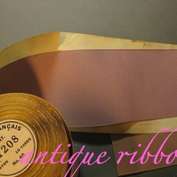 French Vintage ribbon wide rayon faille 1920s  3 in mauve