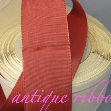  Vintage ribbon rayon 1940s 1 inch cinnamon red