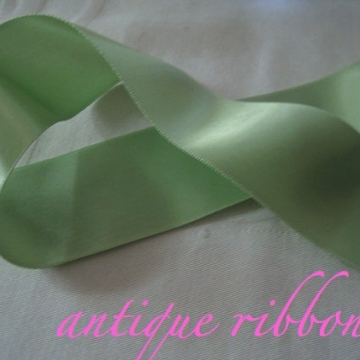  Vintage green satin Ribbon Double sided polyester lime green