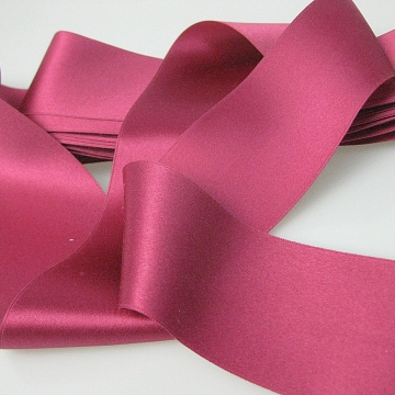Vintage ribbon French velvet cotton w silk 2 1/4 inch Red Rasberry