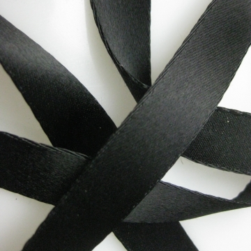 Vintage 30s French black satin ribbon cotton back rayon 5/8 inch wide P047