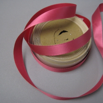 Rose pink satin ribbon rayon fabric 5/8 inch wide