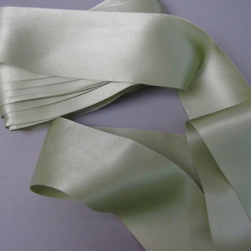 Antique Victorian silk ribbon pastel muted sage green 2 inch width P064