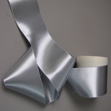 Wide silver gray ribbon double side satin high sheen rayon 3 inch width Wide silver gray ribbon double side satin high sheen rayon 3 inch width