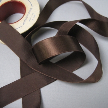 Vintage 30s brown ribbon rayon satin seven eighths inch width