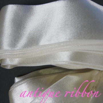 Vintage ribbon wide 1930s double sided rayon 3 1/4 inch creamy white
