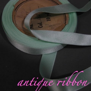 Vintage French silk ribbon Victorian era 5/8 inch aqua