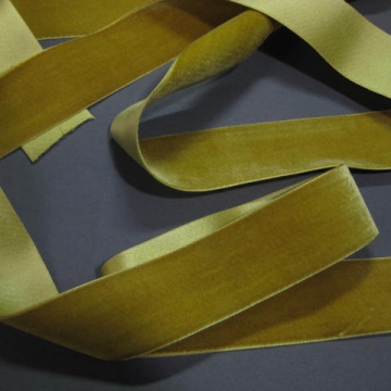 Vintage French velvet ribbon silk w cotton 1 1/2 inch Absinthe