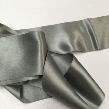 Antique 1900s Victorian silk ribbon warm gray 2 inch wide
