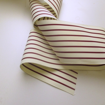 Vintage wide red striped grosgrain ribbon 3 inch W
