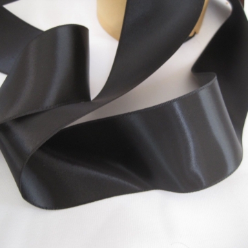 Vintage 30s wide black ribbon Double sided satin ribbon All rayon ribbon fabric ribbon Millinery ribbon sash ribbon 2 inch