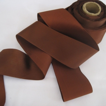 Vintage 30s Wide Brown ribbon Silk satin finish Millinery ribbon 2 inch wide