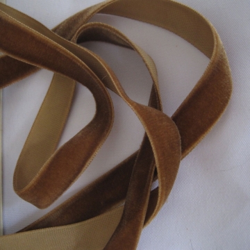 Vintage 30s French Velvet ribbon Dark taupe brown 5/8 inch wide