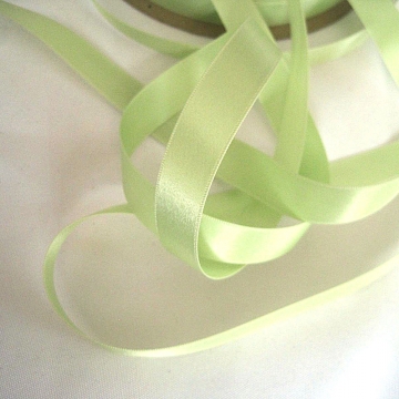 Vintage narrow satin ribbon spring green satin ribbon Double face satin narrow ribbon 50s fabric ribbon 5/8 inch wide