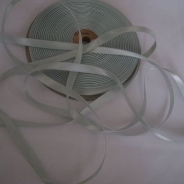 Vintage 50s Double Face satin ribbon Rayon blend Narrow 3/8 inch Pastel blue
