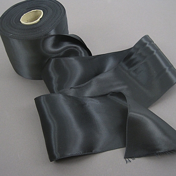 30s Vintage wide black ribbon Double sided satin Black 4-1/4 inch wide