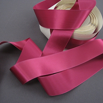 Vintage 30s satin ribbon Rayon fabric ribbon deep rose 1-1/4 inch wide