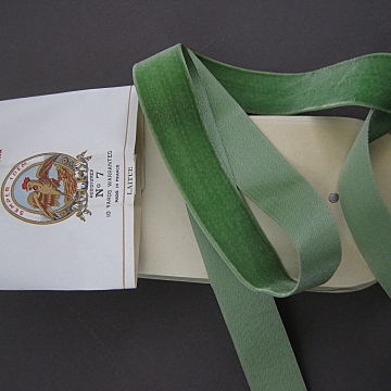Aquamarine Green Velvet Ribbon Vintage from Switzerland 7mm