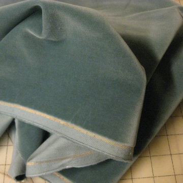 Vintage cotton velvet fabric 1930s Germany light  Teal 34 inch W