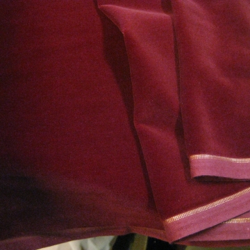 Vintage cotton Velvet fabric dark red  Germany