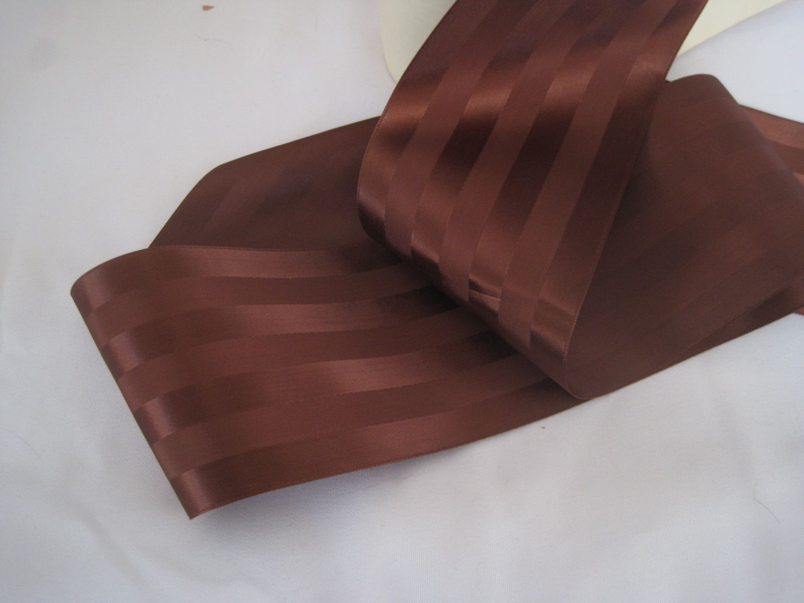 Vintage 30s rayon Medium brown fabric ribbon trim 3 5/8 inch wide