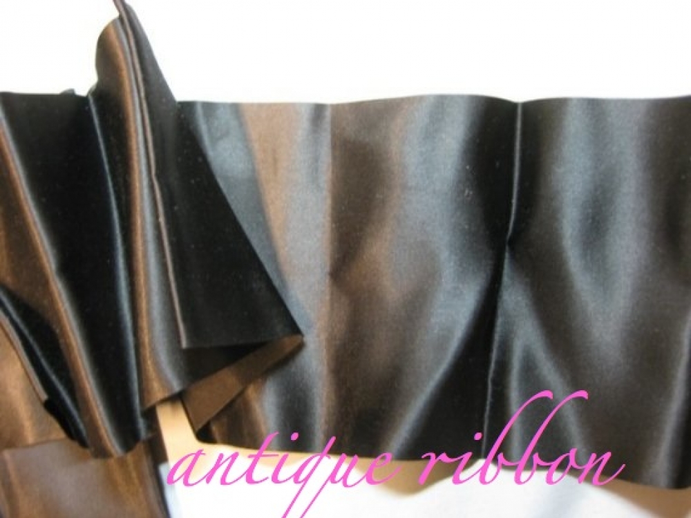 Vintage wide ribbon 1940s black satin rayon mix 4 1/2 inch wide ...