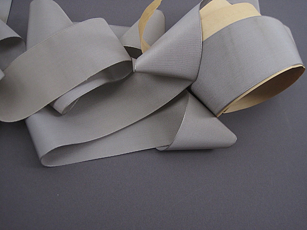 20s Vintage silk ribbon Gray Faille finish Antique Ribbon
